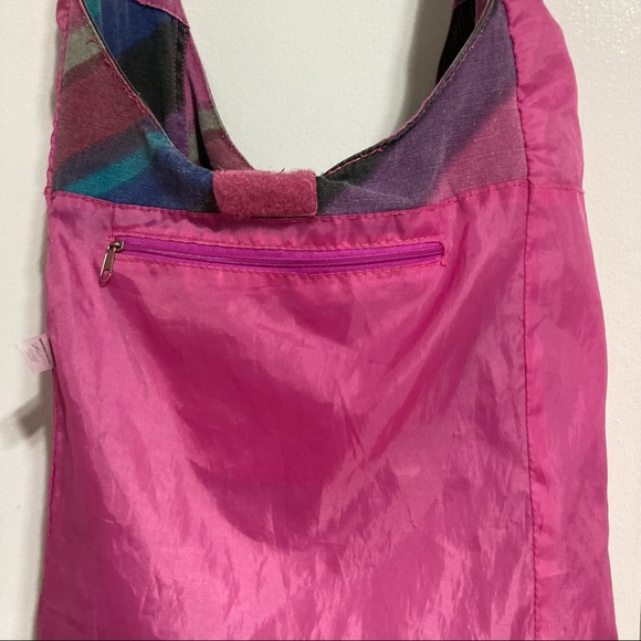 Disco 80s Y2K Glitter BONGO Bling Striped Boho Bohemian Hobo Bag Pink Multicolor - Picture 14 of 15